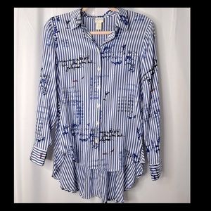 Chicos Blue Button Down Top S